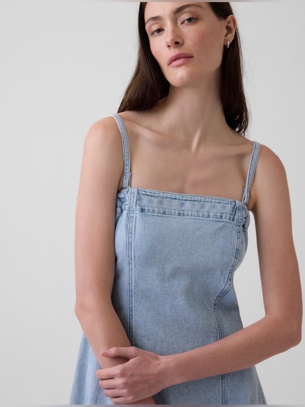 Gap denim midi dress light blue women’s size small petite